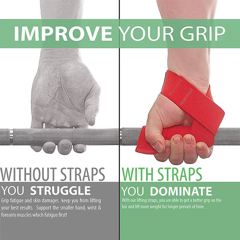 1 Pair Weight Lifting Wrist Straps Gym Fitness Lifting Straps Strength Training Gym Weight Lifting Belt with Non Slip Flex Gel